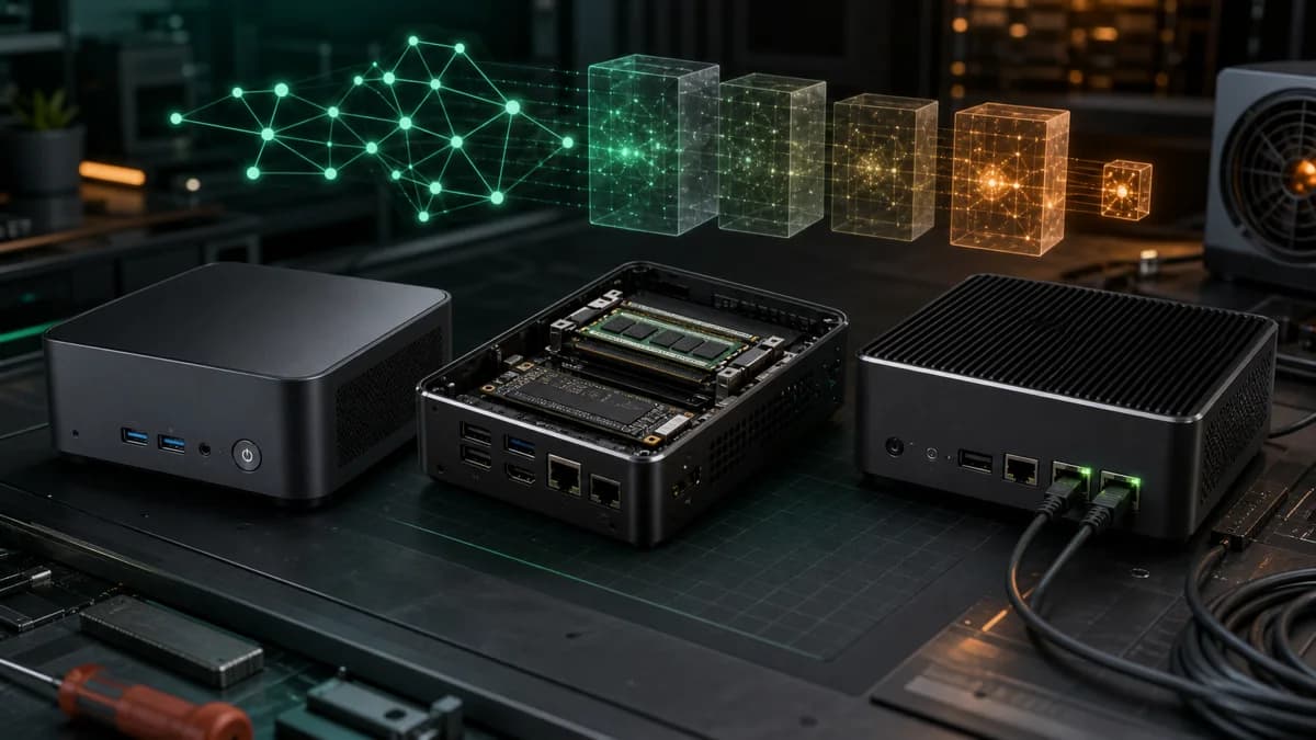 メモリとNVMeスロットが見える3台のローカルAI用ミニPC